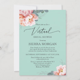 Virtual Blush Roze Mint Groen Bloemen Vrijgezellen Kaart