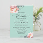 Virtual Blush Roze Mint Groen Bloemen Vrijgezellen Kaart (Staand voorkant)