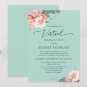 Virtual Blush Roze Mint Groen Bloemen Vrijgezellen Kaart (Voorkant / Achterkant)