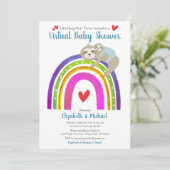 Virtual Boy Baby shower Schattigee luiaards & Boho Kaart (Staand voorkant)