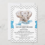 Virtual Boy Elephant Chevron Glitter Baby shower Kaart (Voorkant)
