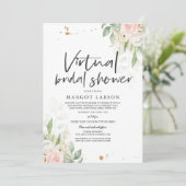 Virtual Bridal Shower Invitation Greenery & Gold Kaart (Staand voorkant)