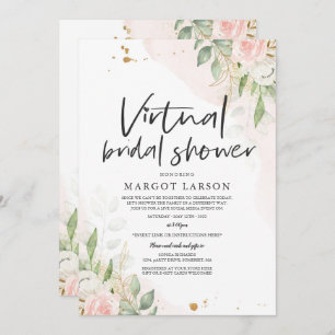 Virtual Bridal Shower Invitation Greenery & Gold Kaart