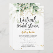 Virtual Bridal Shower Invitation Greenery Shower Kaart (Voorkant / Achterkant)