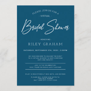 Virtual Bridal Shower Invitation Navy Kaart