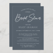 Virtual Bridal Shower Invitation Navy Kaart (Voorkant / Achterkant)
