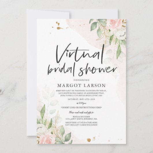 Virtual Bridal Shower Uitnodiging Groen & Goud (Voorkant)
