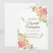 Virtual Celebration of Life Waterverf Florals Kaart (Voorkant / Achterkant)