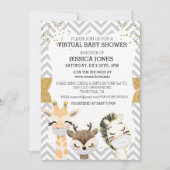 Virtual Chevron Gold Animals Baby shower Kaart (Voorkant)