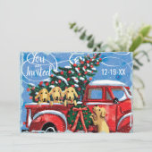 Virtual Christmas Party  Red Truck w / Dogs Kaart (Staand voorkant)
