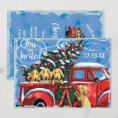 Virtual Christmas Party  Red Truck w / Dogs Kaart (Voorkant / Achterkant)