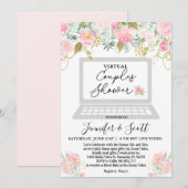 Virtual Couples Shower Floral-uitnodiging Kaart (Voorkant / Achterkant)