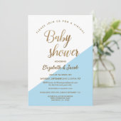 Virtual Dusty Blue Modern Baby shower Kaart (Staand voorkant)