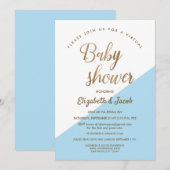 Virtual Dusty Blue Modern Baby shower Kaart (Voorkant / Achterkant)