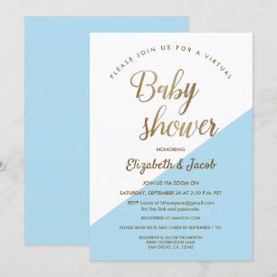 Virtual Dusty Blue Modern Baby shower Kaart