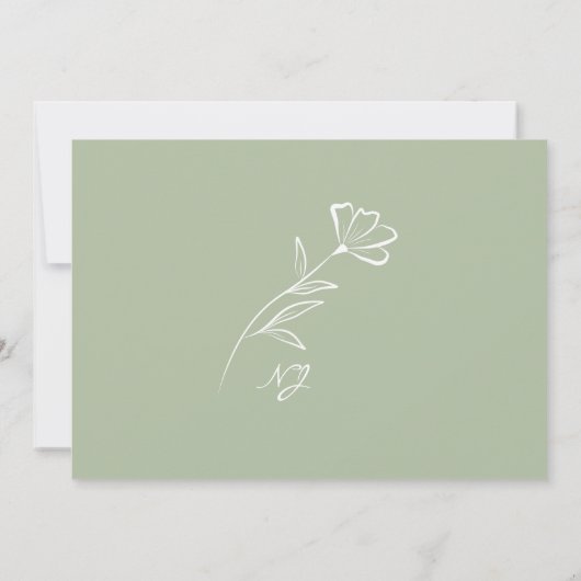 Virtual Dusty Sage Online Photo Wedding Kaart (Achterkant)