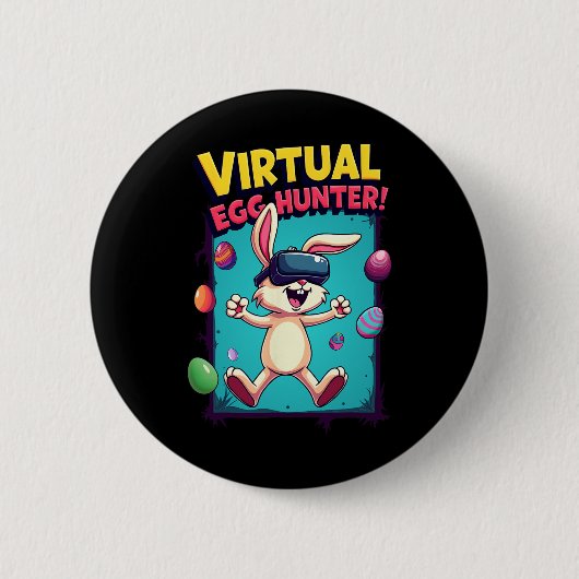 Virtual Egg Hunter - Funny Gamer Bunny Vr Easter G Ronde Button 5,7 Cm (Voorkant)