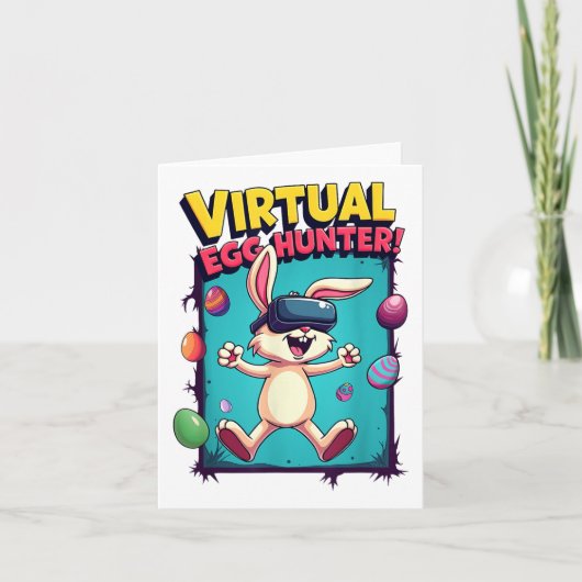 Virtual Egg Hunter - Funny Gamer Bunny VR _ Pasen Kaart (Voorkant)