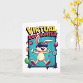 Virtual Egg Hunter - Funny Gamer Bunny VR _ Pasen Kaart (Gele Bloem)
