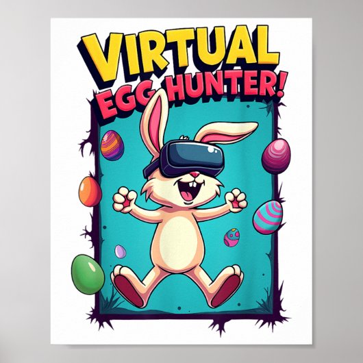 Virtual Egg Hunter - Funny Gamer Bunny VR _ Pasen Poster (Voorkant)