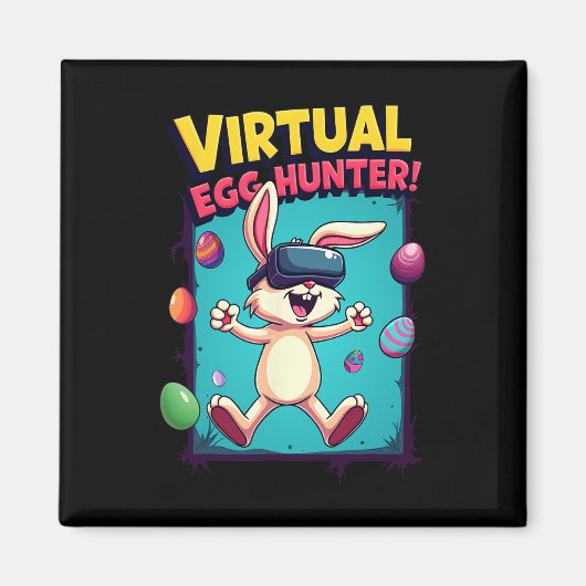 Virtual Eier Jager - Grappige Gamer Bunny Vr Pasen Magneet (Voorkant)