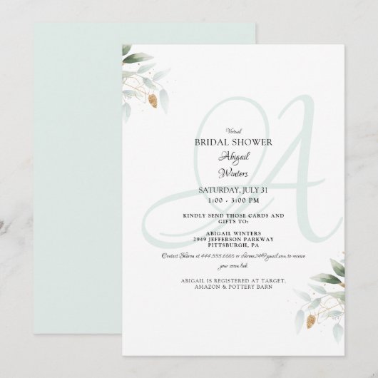 Virtual Elegant Foliage & Zee Glass Vrijgezellenfe Kaart (Voorkant / Achterkant)