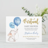 Virtual elephant Baby shower boy Kaart (Staand voorkant)