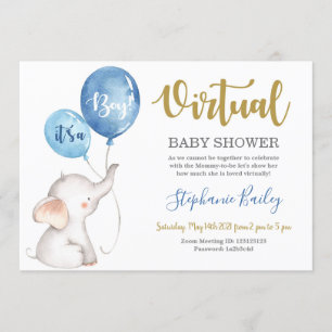Virtual elephant Baby shower boy Kaart