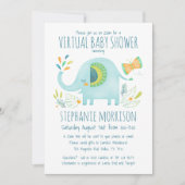 Virtual Elephant Blue Boy Schattige Oerwoud Baby s Kaart (Voorkant)