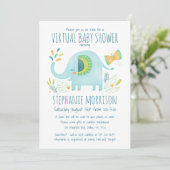 Virtual Elephant Blue Boy Schattige Oerwoud Baby s Kaart (Staand voorkant)