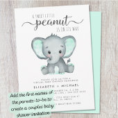 Virtual Elephant Mint Green Baby shower Kaart