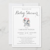 Virtual Elephant Pink Baby shower Kaart (Voorkant)