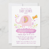 Virtual Elephant Schattige Pink Girl Baby shower Kaart (Voorkant)