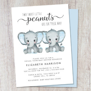 Virtual Elephant Twin Boys-Baby shower Kaart