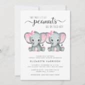 Virtual Elephant Twin Meisjes Baby shower Kaart (Voorkant)