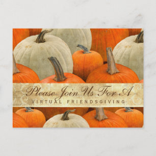 Virtual Friendsgiving Dinner Pumpkin Harvest Uitnodiging Briefkaart