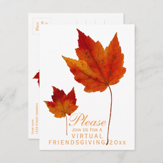 Virtual Friendsgiving Herfst Esdoornbladeren Vakan Uitnodiging Briefkaart (Voorkant / Achterkant)
