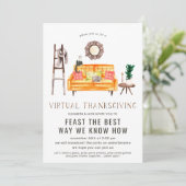 Virtual Friendsgiving Thanksgiving Dinner Party Kaart (Staand voorkant)