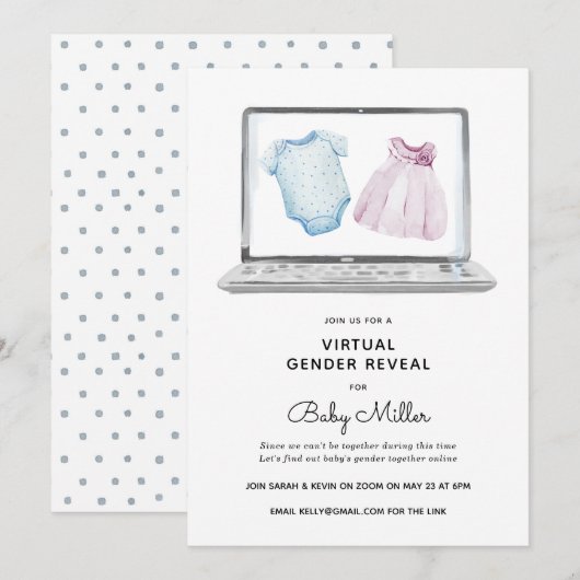 Virtual Gender Reveal Kaart (Voorkant / Achterkant)