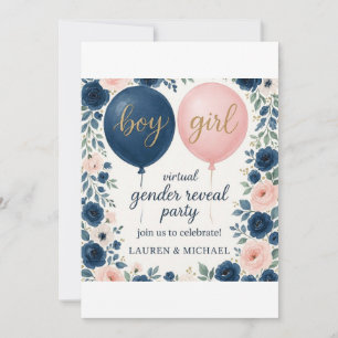 Virtual Gender Reveal Party Invitation Kaart
