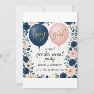 Virtual Gender Reveal Party Invitation Kaart