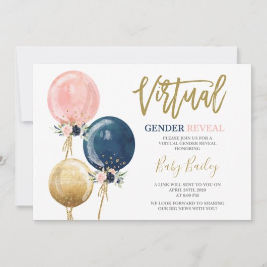 Virtual Gender reveal party Kaart (Voorkant)