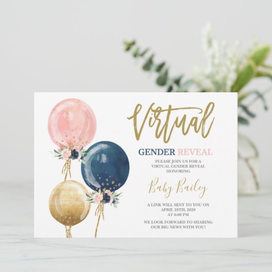 Virtual Gender reveal party Kaart (Staand voorkant)