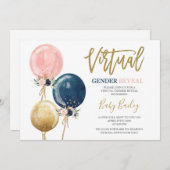 Virtual Gender reveal party Kaart (Voorkant / Achterkant)
