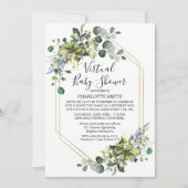 Virtual Geometric Foliage Baby shower Invitation Kaart (Voorkant)