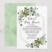 Virtual Geometric Foliage Baby shower Invitation Kaart (Voorkant / Achterkant)