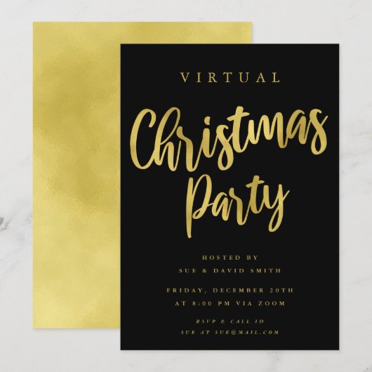 VIRTUAL Gouden Minimale Kerstvakantiefeest Kaart (Voorkant / Achterkant)