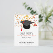 Virtual Graduation Party | Confetti Graduation Cap Uitnodiging Briefkaart (Staand voorkant)