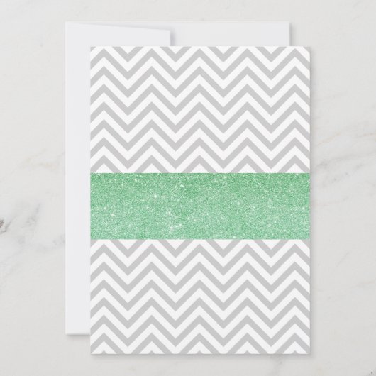 Virtual Green Elephant Chevron Glitter Baby shower Kaart (Achterkant)