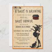 Virtual Halloween Baby is Brewing Shower Witch Kaart (Voorkant)